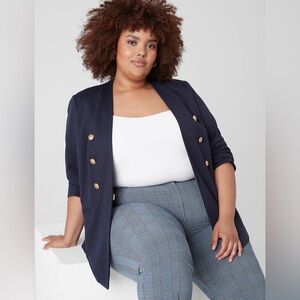 Lane Bryant Ponte Bryant Collarless Blazer Navy